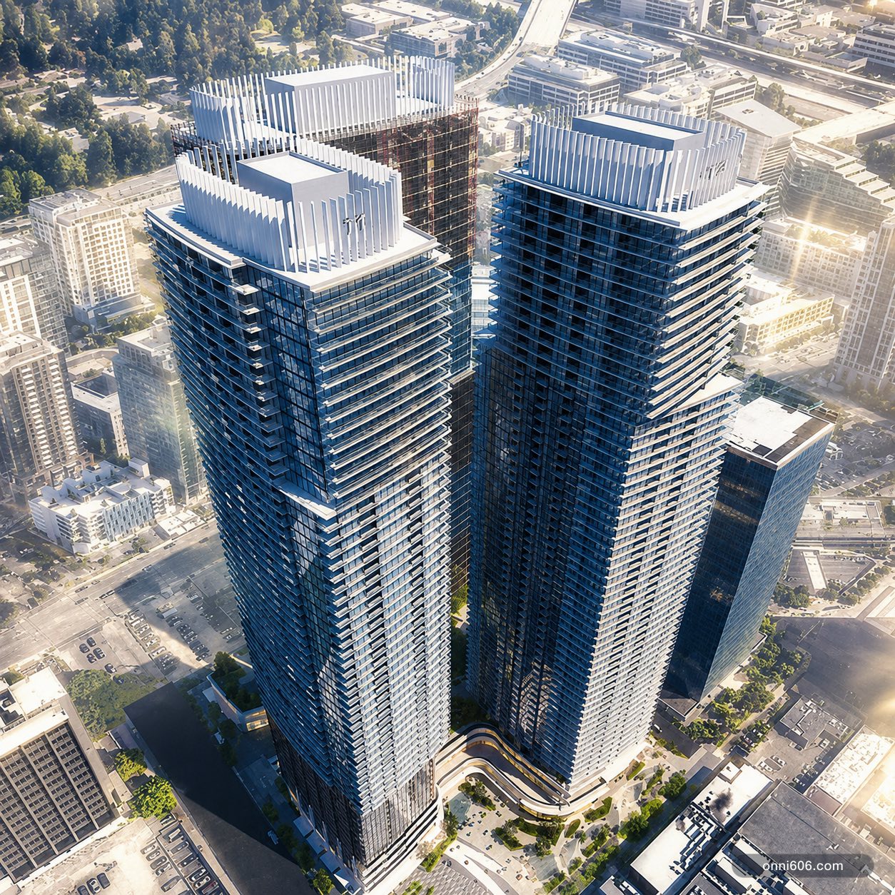 The full massing — illustrative AI render of Onni 606, Bellevue