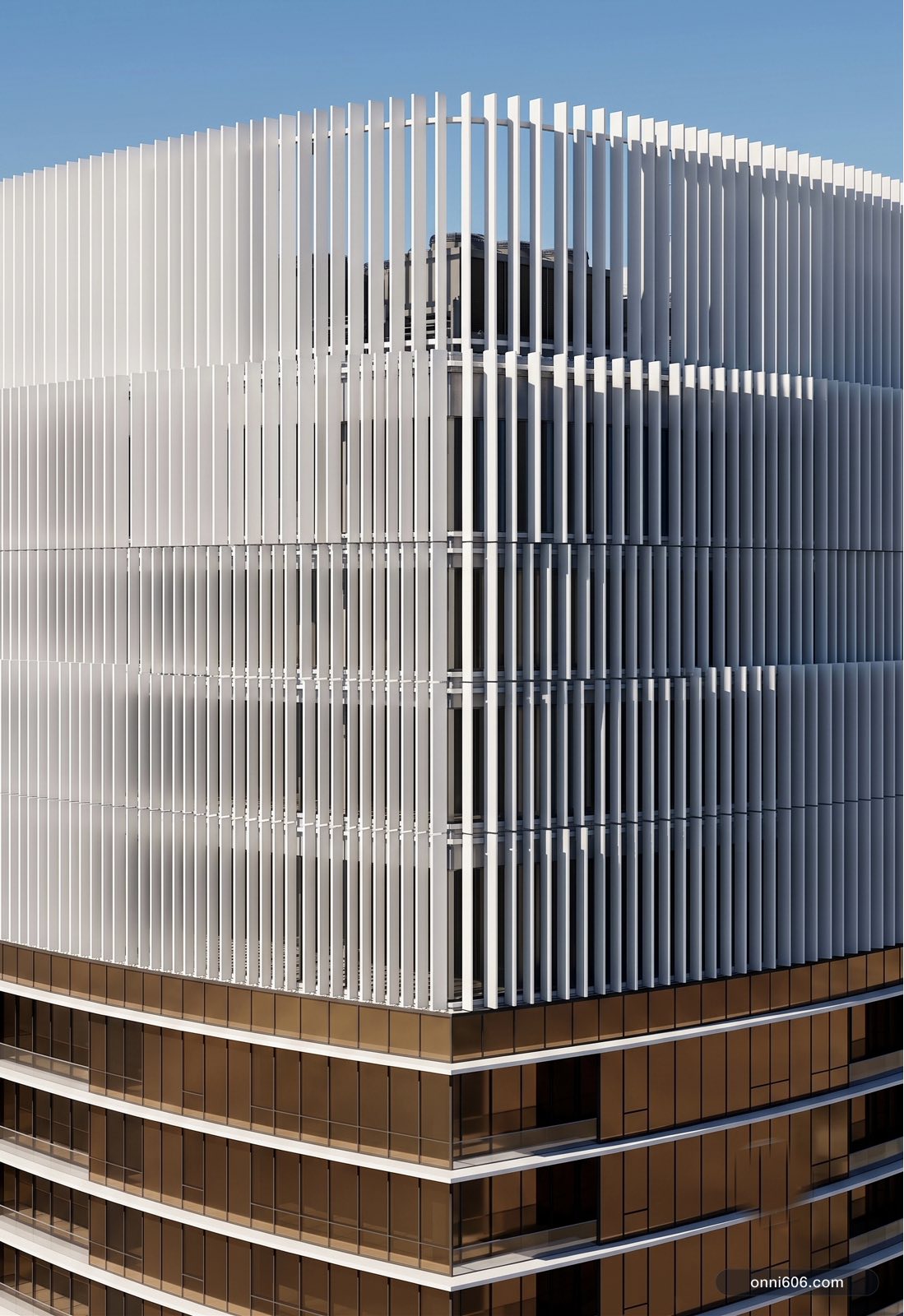 The louver crown — illustrative AI render of Onni 606, Bellevue